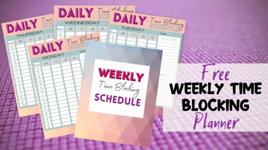 Free weekly time-blocking planner collage.