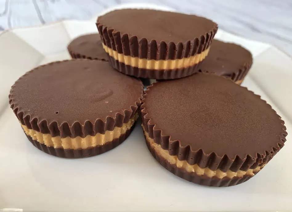 Close up photo of homemade peanut butter cups.