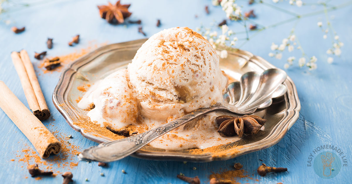 Chai Ice Cream on a silver plate.