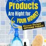 Colorful advertisement for eco-friendly cleaning products with text: "Which Eco-Friendly Cleaning Products Are Right for Your Home? Discover the Best Options Today!" Various cleaning supplies are displayed.